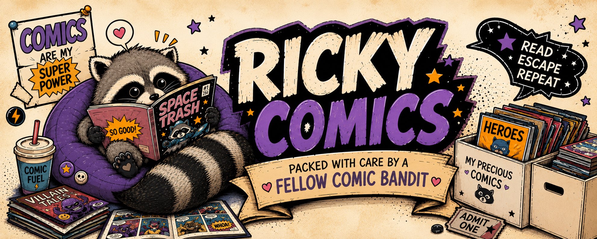 Ricky's Comics — Packed with care by a fellow comic bandit